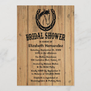 Invitación Ducha nupcial occidental caballo herradura marrón 
