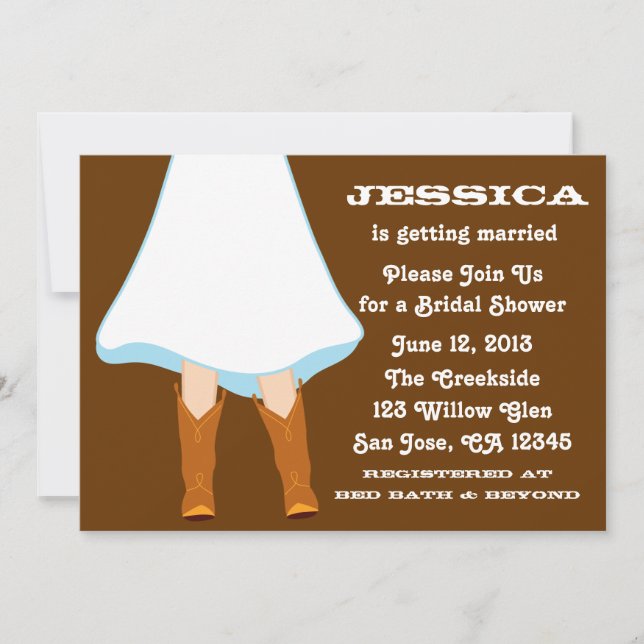 Invitación Ducha nupcial occidental de Brown (Anverso)