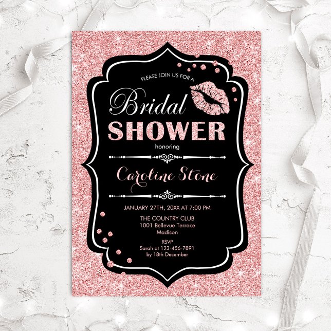 Invitación Ducha nupcial - Oro Rosa negro (Subido por el creador)