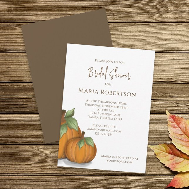 Invitación Ducha nupcial otoño otoño elegante calabazas barat (Subido por el creador)