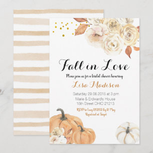 Invitación Ducha Nupcial Otoño Rústico Calabaza Enamorada