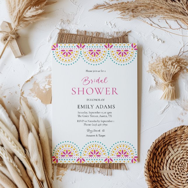 Invitación Ducha nupcial Papel Picado Mexicano Viva la Novia (Subido por el creador)