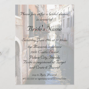 Invitación Ducha nupcial para la boda veneciana del tema