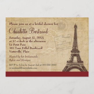 Invitación Ducha nupcial parisina de la Torre Eiffel
