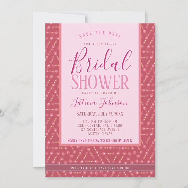 Invitación Ducha nupcial ・ Patrón geométrico rosa Rosa Dusky (Anverso)