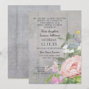 Invitación Ducha nupcial Peonia floral Rústica elegante