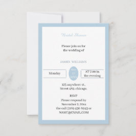 Invitación Ducha nupcial personalizada azul