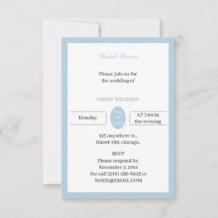 Invitación Ducha nupcial personalizada azul