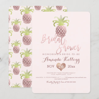 Invitación Ducha nupcial PixDezines/Oro Rosa/Piñas