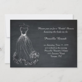 Invitación Ducha nupcial, pizarra, vestido de ensueño estiliz