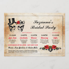 Invitación Ducha nupcial Plano de Skulls de Bachelorette Itin