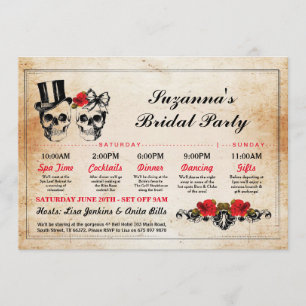 Invitación Ducha nupcial Plano de Skulls de Bachelorette Itin