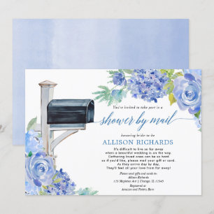 Invitación Ducha nupcial por correo azul marino verde floral