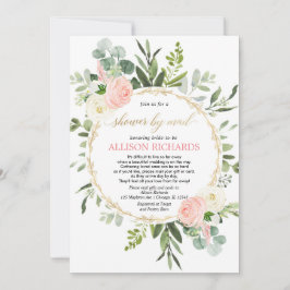 Invitación Ducha nupcial por correo color rosa verde elegante