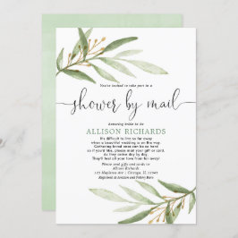 Invitación Ducha nupcial por correo simple verde elegante dor