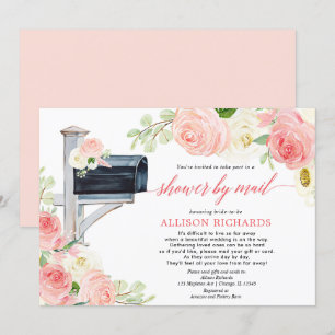 Invitación Ducha nupcial por correo verde rosa rosa y blanco