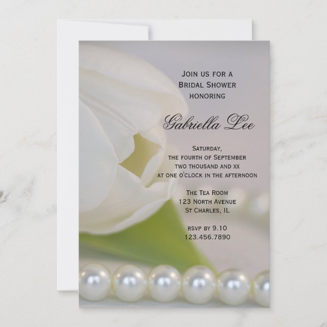 Invitación Ducha nupcial Primavera de las Perlas de los Tulip (Anverso)