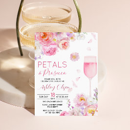 Invitación Ducha Nupcial Prosecco Pétalos Floración Rosa Púrp