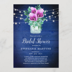 Invitación Ducha nupcial Purple Calla Lily Ilumina Floral