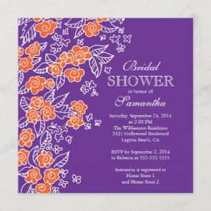 Invitación Ducha nupcial púrpura de la flor bonita y