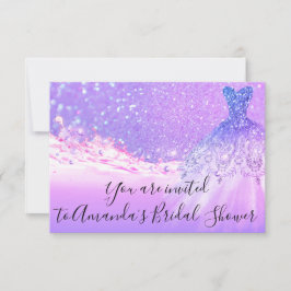 Invitación Ducha nupcial Purpurina rosa morado Océano tropica
