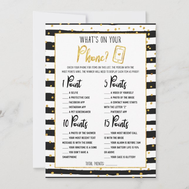 Invitación Ducha nupcial ¿Qué hay en tu juego telefónico? (Anverso)
