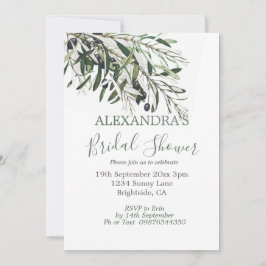 Invitación Ducha nupcial Rama de Olivo Verde Botánico Italian