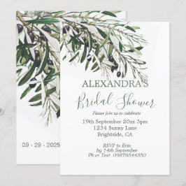 Invitación Ducha nupcial Rama de Olivo Verde Botánico Italian