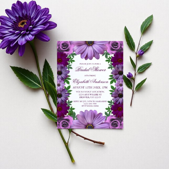 Invitación Ducha nupcial Regal Purple Floral (Subido por el creador)