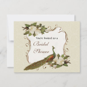 Invitación Ducha nupcial - remolino del pavo real y de la