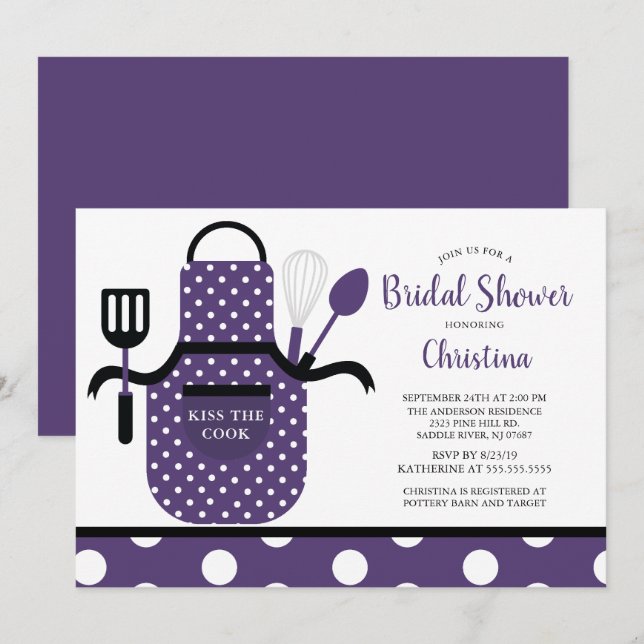 Invitación Ducha nupcial retro de cocina marrón divertida (Anverso / Reverso)