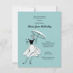 Invitación Ducha nupcial Retro Vintage Mujer Moda
