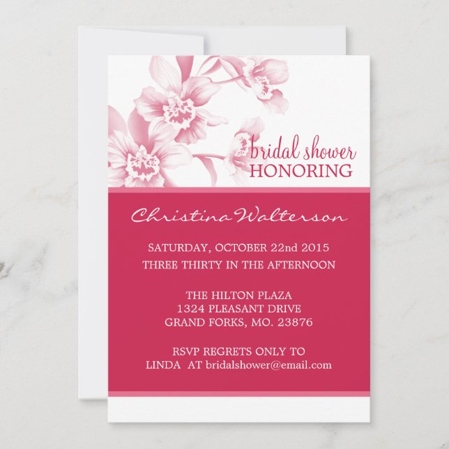 Invitación Ducha nupcial roja y rosada del lápiz labial de (Anverso)