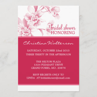 Invitación Ducha nupcial roja y rosada del lápiz labial de