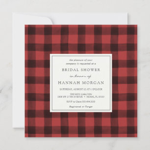 Invitación Ducha nupcial rojiza y negra en búfalo