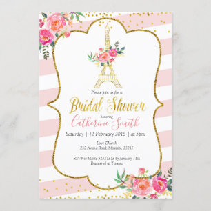 Invitación Ducha nupcial romántica floral de París del