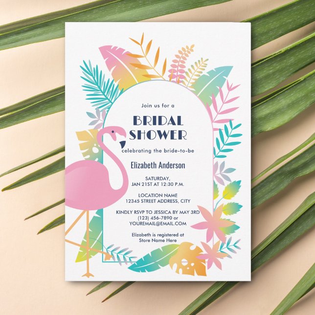 Invitación Ducha nupcial rosa colorido y tropical (Subido por el creador)