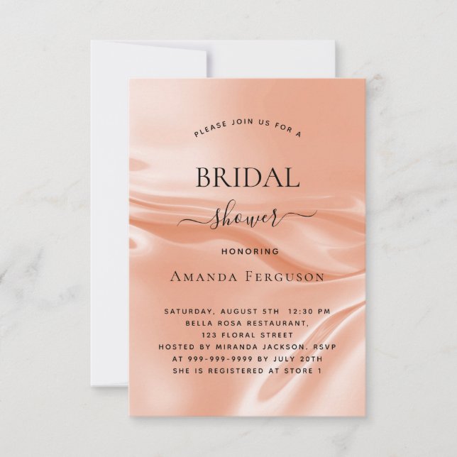 Invitación Ducha nupcial rosa oro satinado (Anverso)