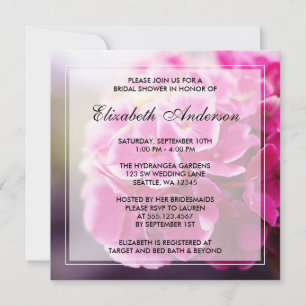 Invitación Ducha nupcial rosa oscuro Hydrangea Bridal
