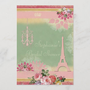 Invitación Ducha nupcial rosada de la torre Eiffel y de la