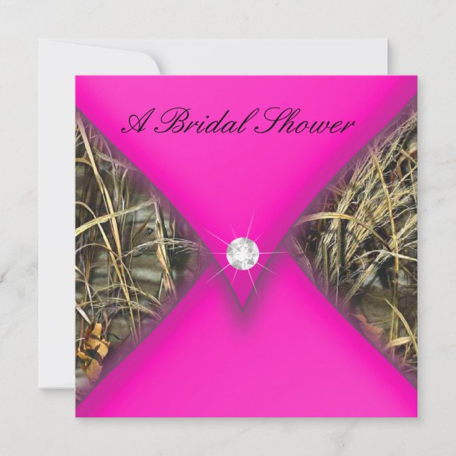 Invitación Ducha nupcial rosada y negra de Camo (Anverso)