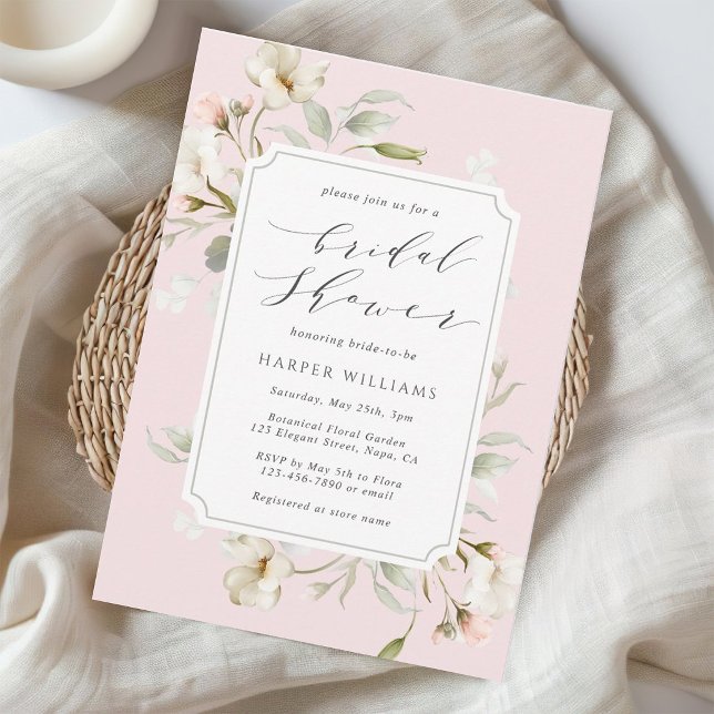 Invitación Ducha Nupcial Rosado Floral Blanco  (Subido por el creador)
