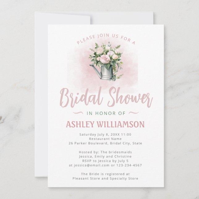 Invitación Ducha nupcial Rosas con agua de salvia rosada (Anverso)