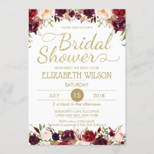 Invitación Ducha nupcial RSVP del personalizar floral del oro