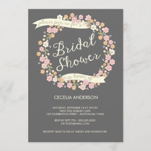 Invitación Ducha nupcial Rubor de la guirnalda floral de la