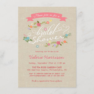Invitación Ducha nupcial rugosa beige burlap