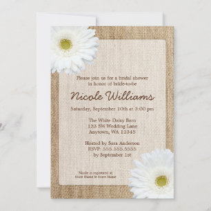 Invitación Ducha nupcial rugosa de margarita blanca