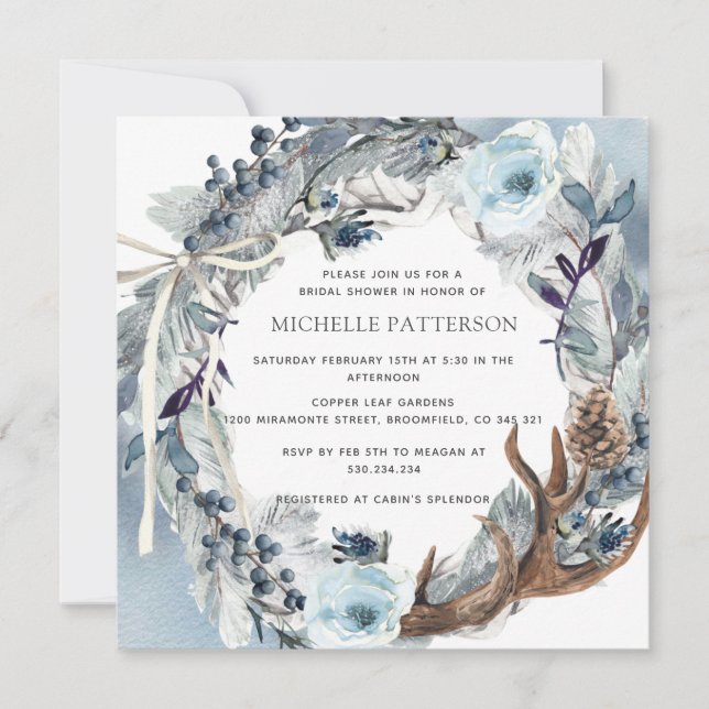 Invitación Ducha nupcial Ruidofloral floral floral rusa Wreat (Anverso)