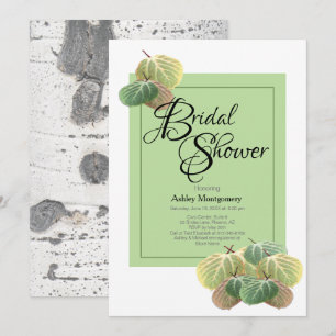 Invitación Ducha nupcial rusa Aspen Bark deja verde