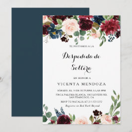 Invitación Ducha nupcial rusa borgoña española de otoño